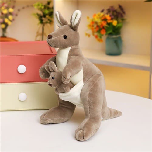 Bonito canguru australiano brinquedo de pelúcia mãe criança canguru boneca simulação Animal boneca pai-filho boneca aniv