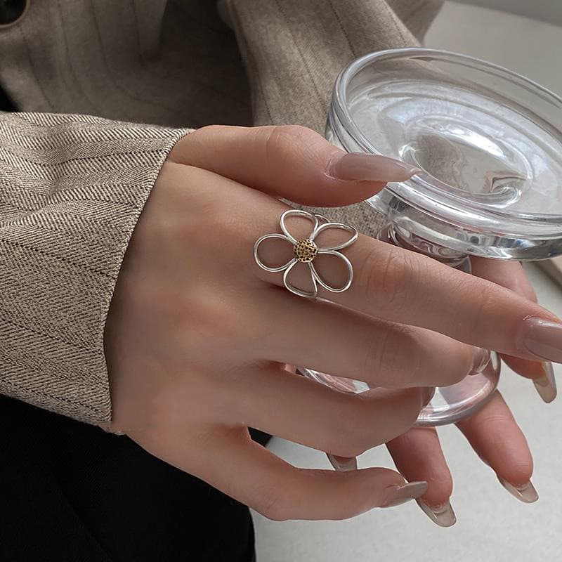 Estilo frio ouro prata contraste cor margarida anel aberto Design simples anel novo produto requintado elegante pulseira