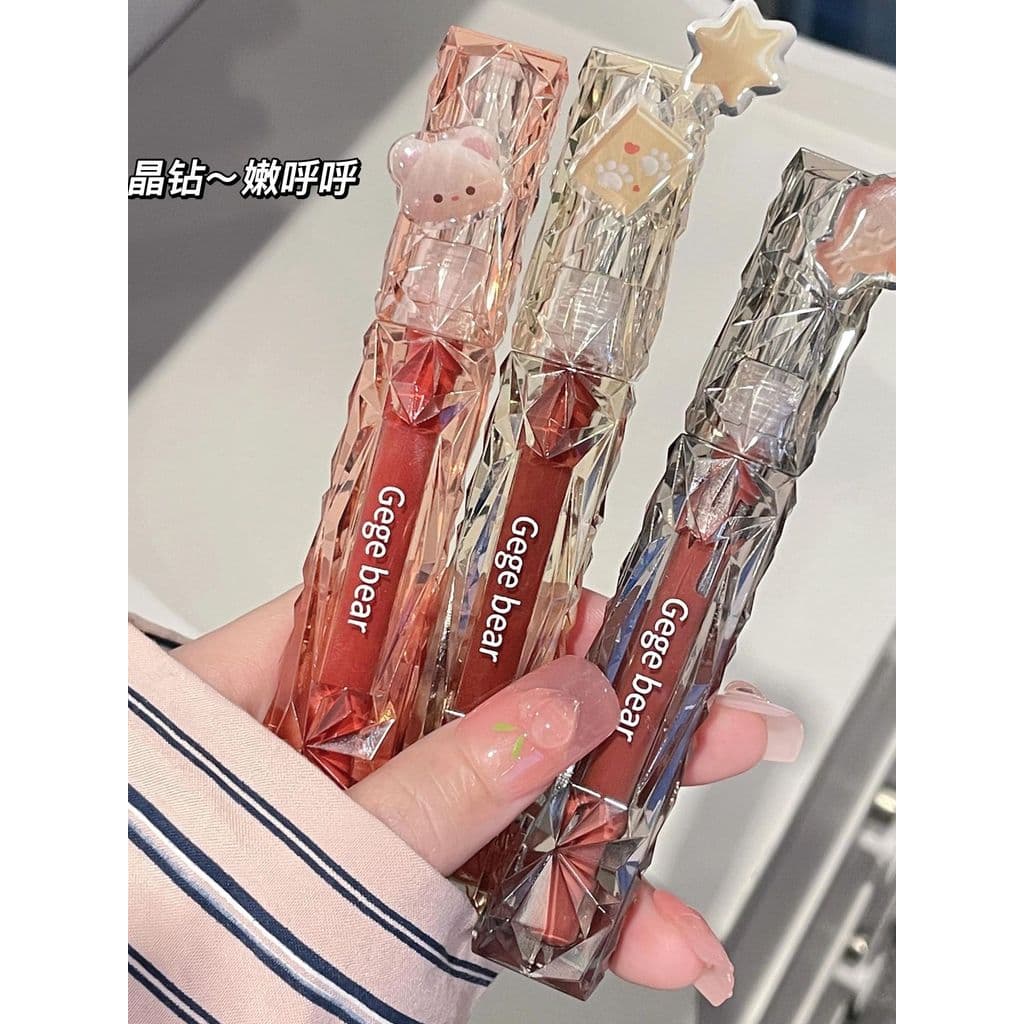 Gegebear cristal transparente diamante brilho espelho brilho labial brilho de água espelho clareamento não é fácil de co