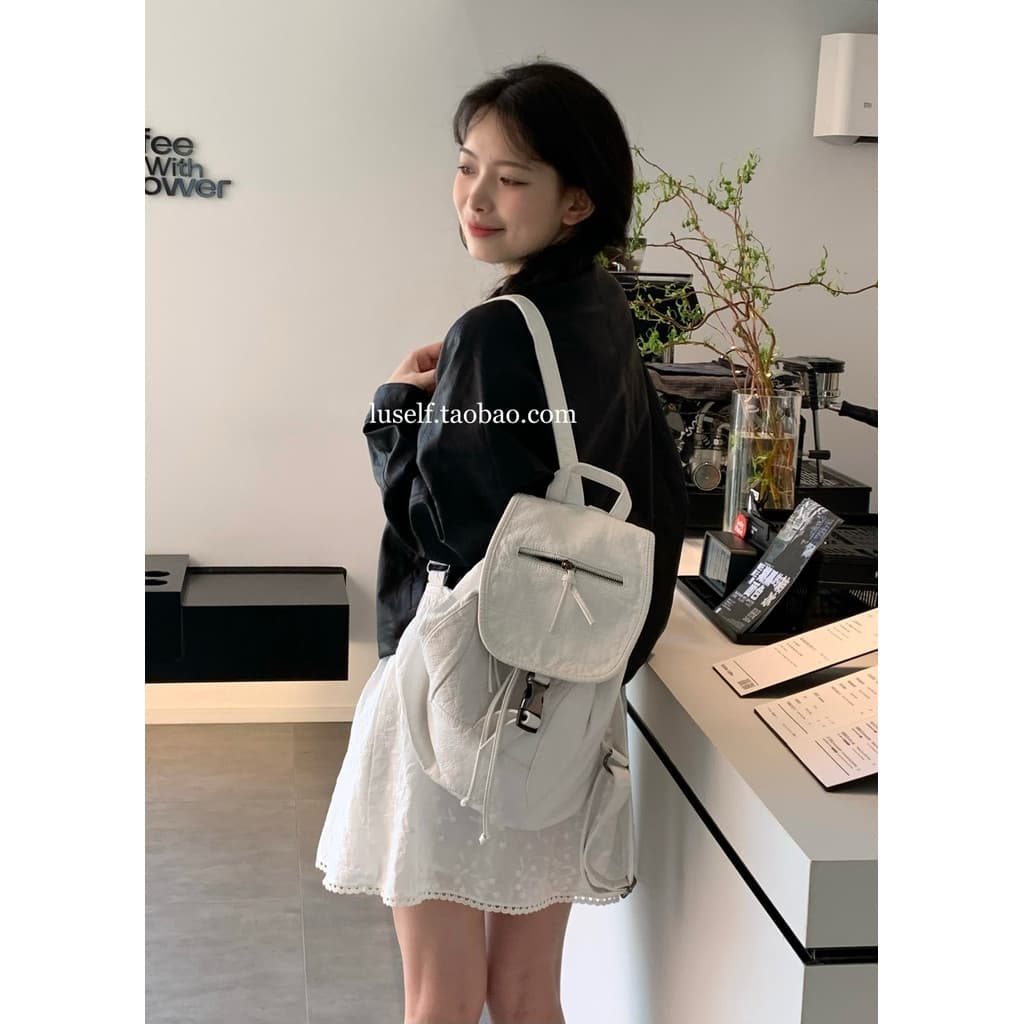 2024 novo estilo americano mochila feminina High-End Design sentimento All-Match moda lavável mochila de couro macio nic