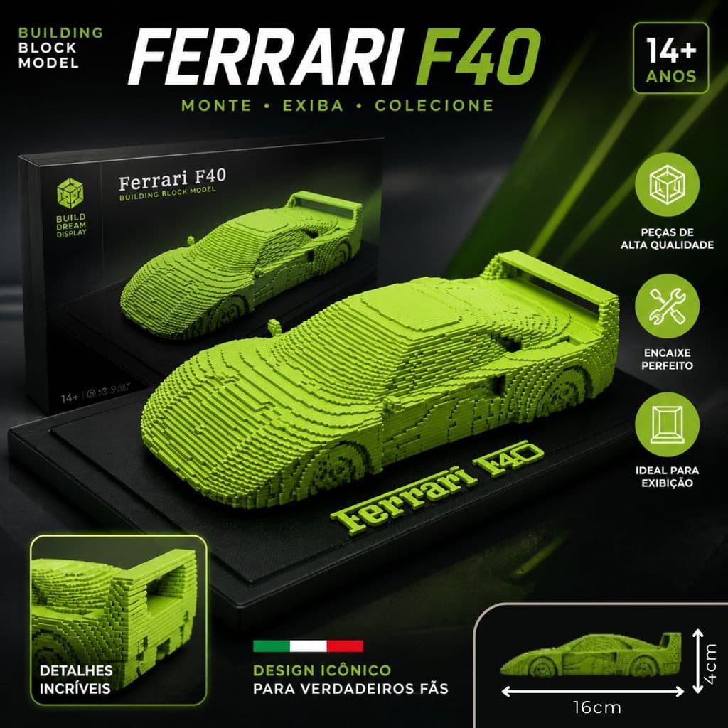 Decoração Ferrari F40 Pixelada Camadas Abstrata Moderna Elegante Decorativa Exclusiva