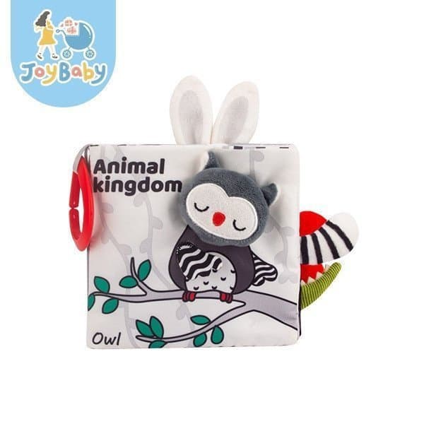 Livro de Pano para Bebê JOYBABY Tridimensional Preto Branco Cauda de Animal Cognição Tátil Aprendizagem Estilo Nórdico I