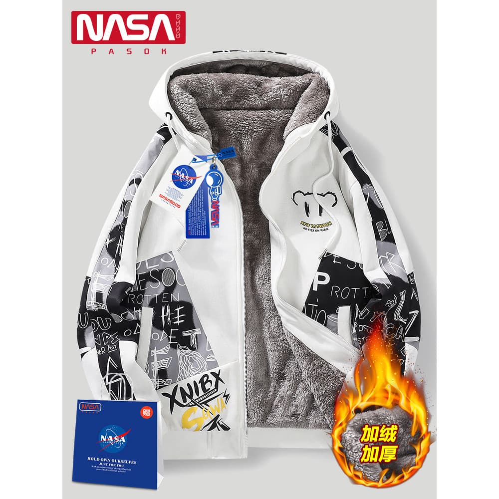 NASA Co-Branded primavera outono jaqueta com capuz masculina 2026 primavera Street Wear roupas masculinas juventude vers