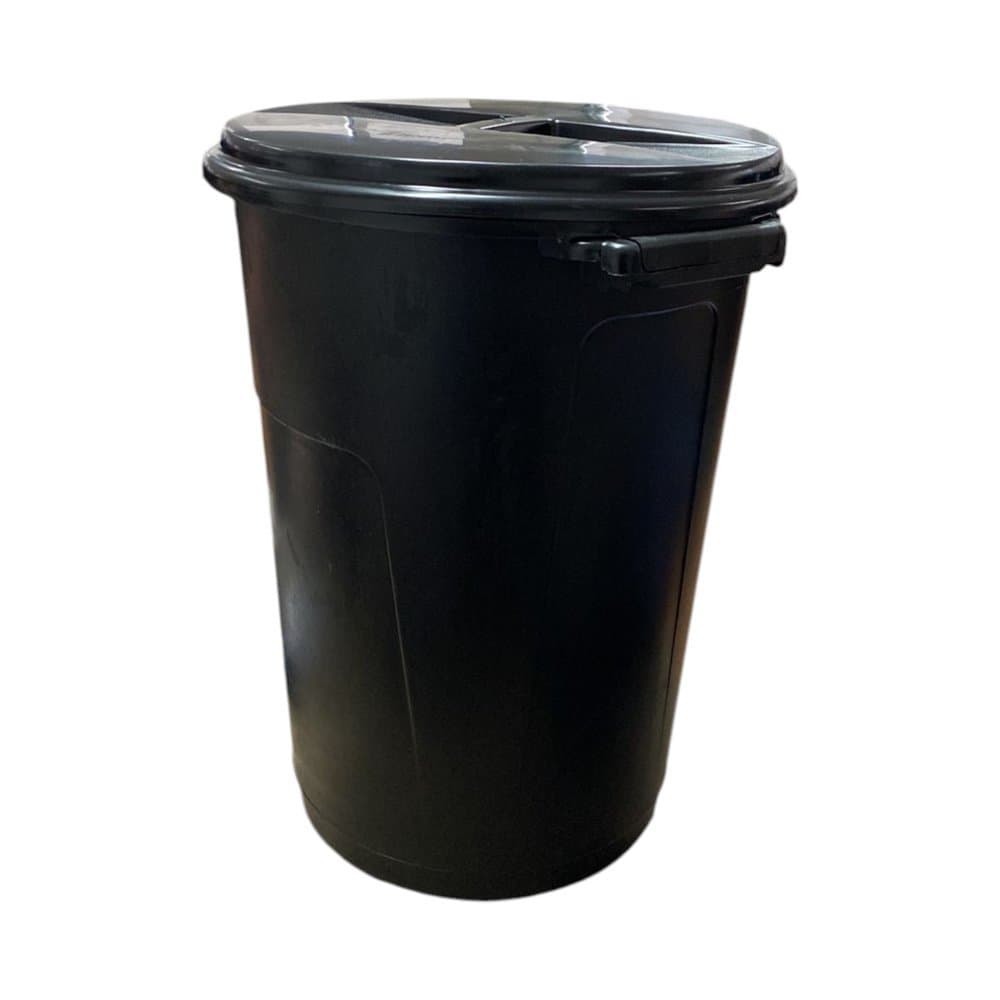 Cesto de Lixo Lixeira com Tampa 60 Litros Grande Preta Plástico Robusta Redonda