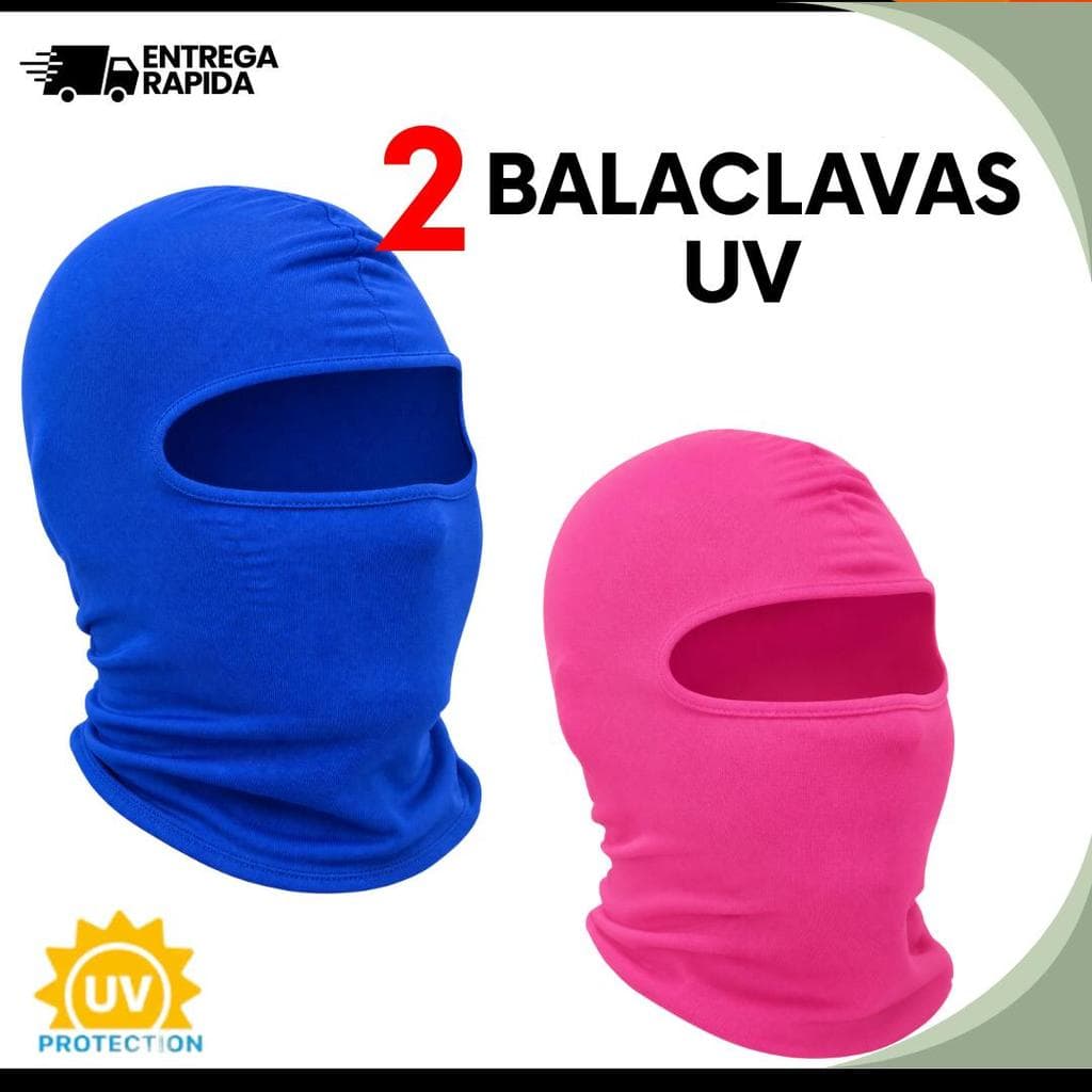 Aproveite 2 Balaclava Touca Ninja Rosa ou Azul  Proteção UV – Moto, Bike, Pesca, Uso Tático, Airsoft e Paintball