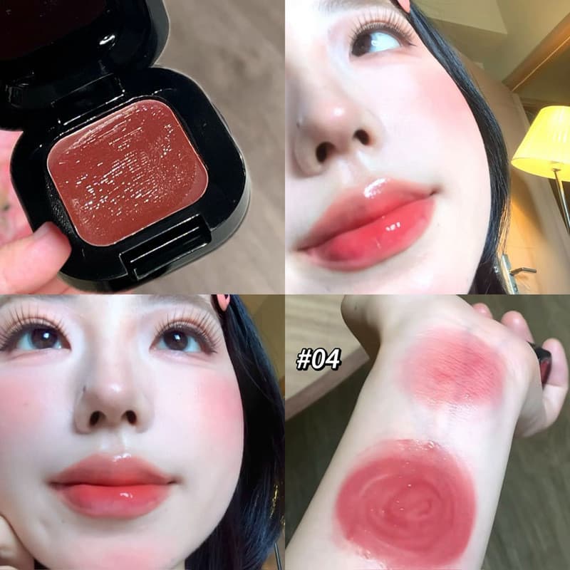 Geléia de chá preto monocromático fosco Blush em pó paleta atmosfera sentir brilho de água não tira maquiagem de longa d