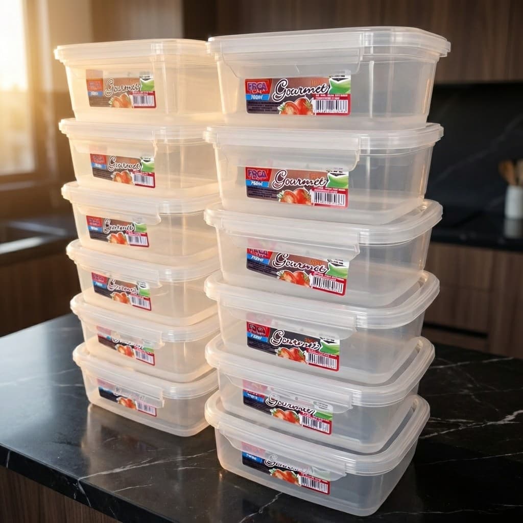 Kit 10 Marmita Potes 800ml com Travas Laterais BPA FREE - Alimentos organizadores de congelador