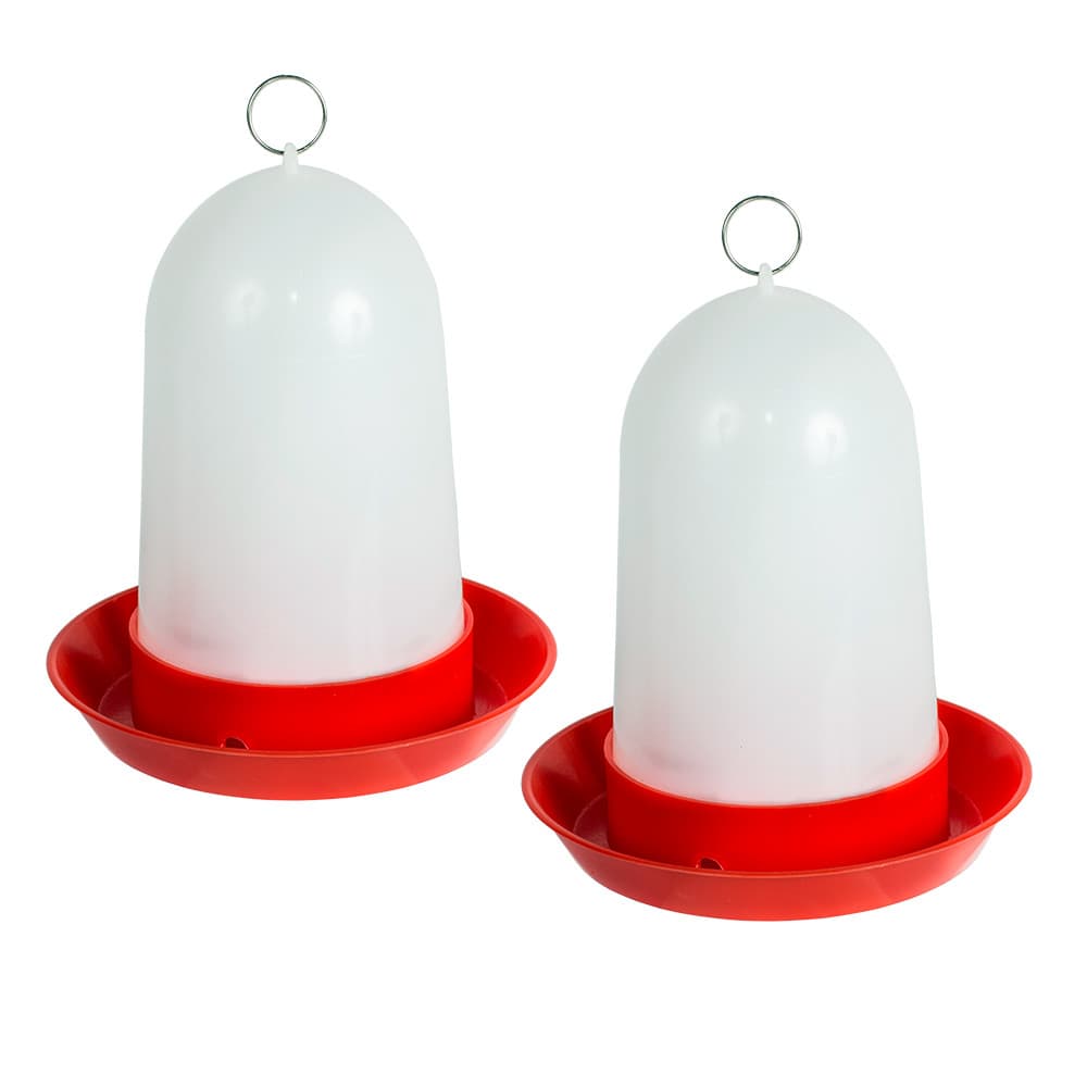 Kit 2 Bebedouro para Codorna e Pintinho 750ml Prático Leve e Resistente Vermelho