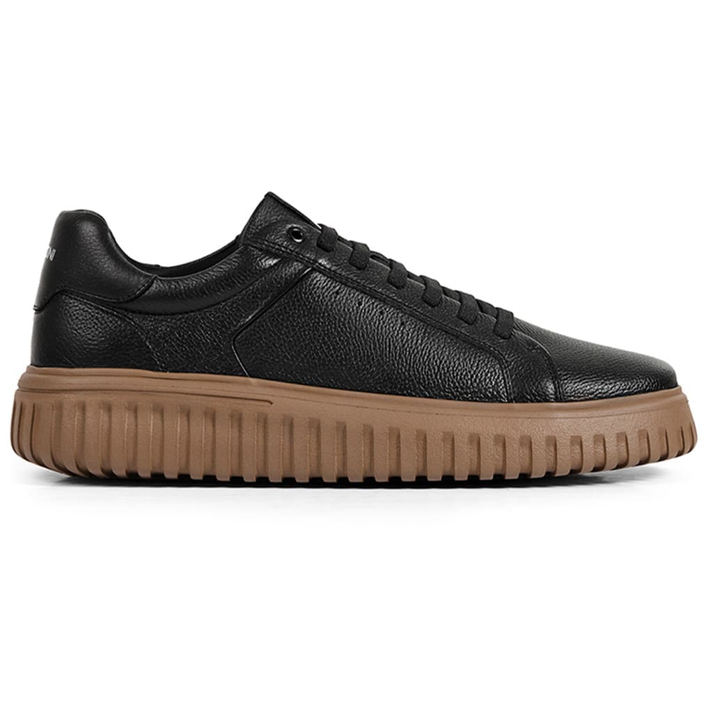 Tênis Masculino Sneakers Ferracini Still Easy Em Couro Casual Urbano Moderno Preto Branco 8103