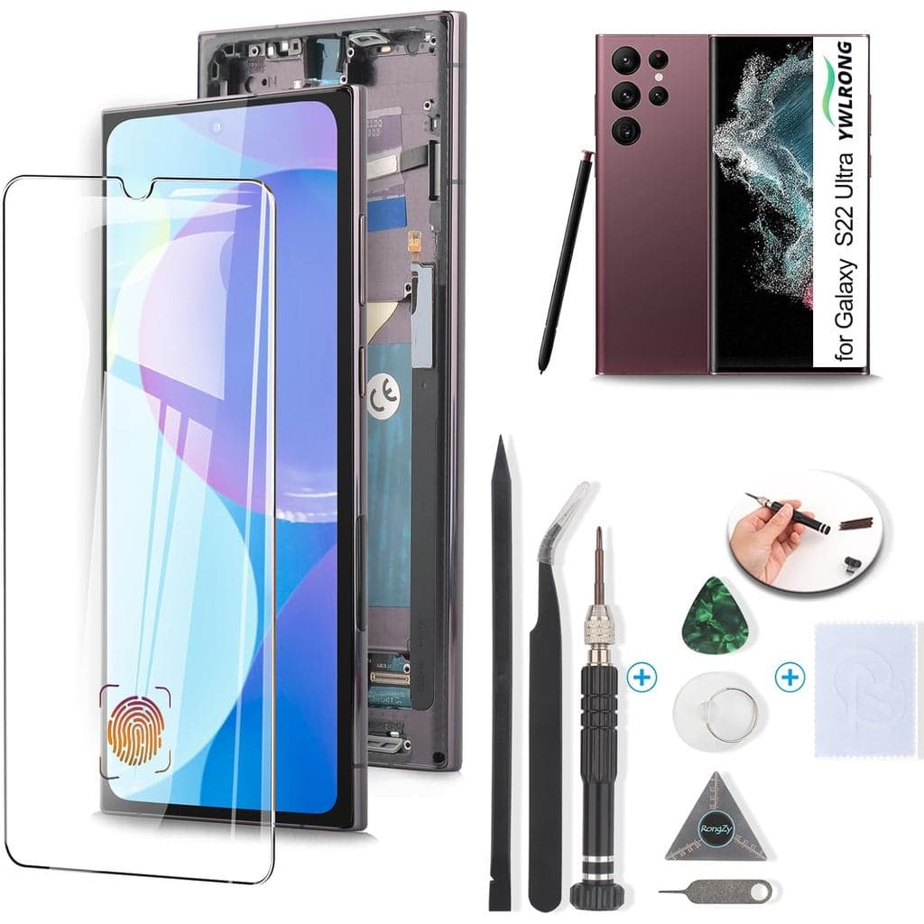 Tela OLED para Samsung Galaxy S22 Ultra 5G, Substituição de Tela para Samsung S22 Ultra 5G SM-S908U/S908U1, Conjunto de