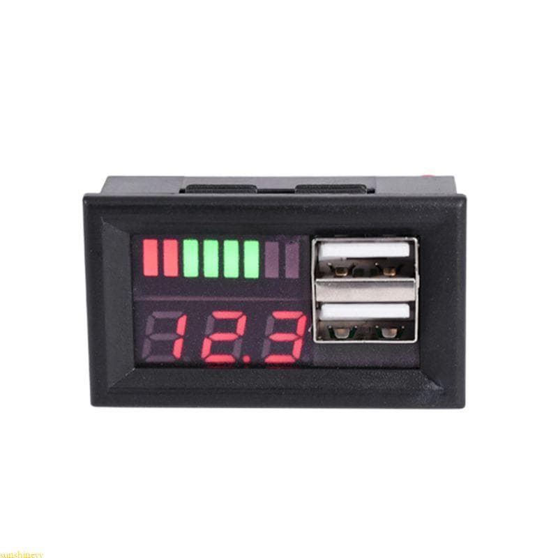sunshineyy Veículo 12V Medidor Exibição Tensão Para Motocicleta Carros Voltímetro Digital USB