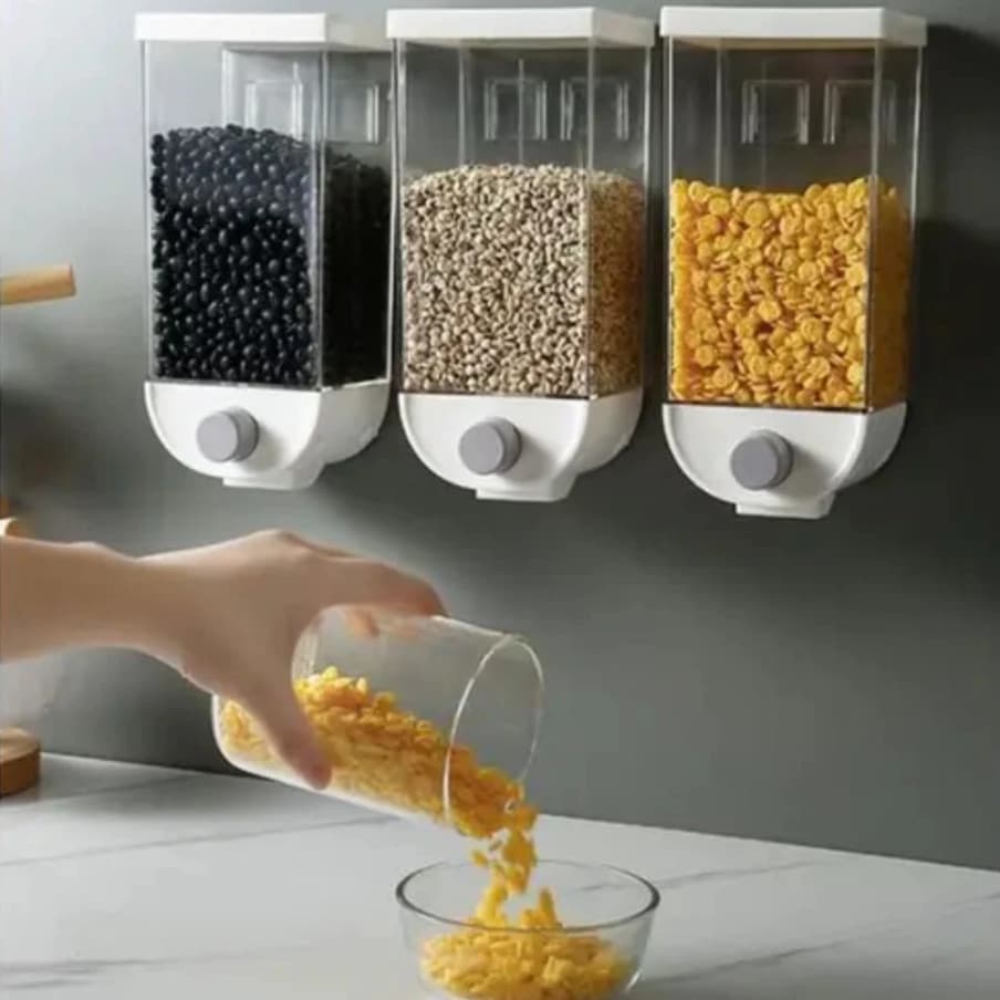 Dispenser Organizador Suspenso Multiuso Arroz Feijão Grãos Cereais Ração Café Farinha Recipiente