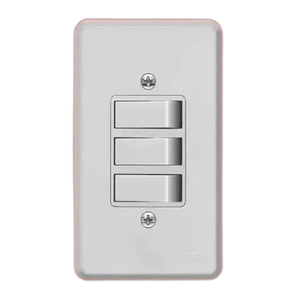 Interruptor 3 Sessao Paralela C/Placa 2294 FAME Gris Rr713