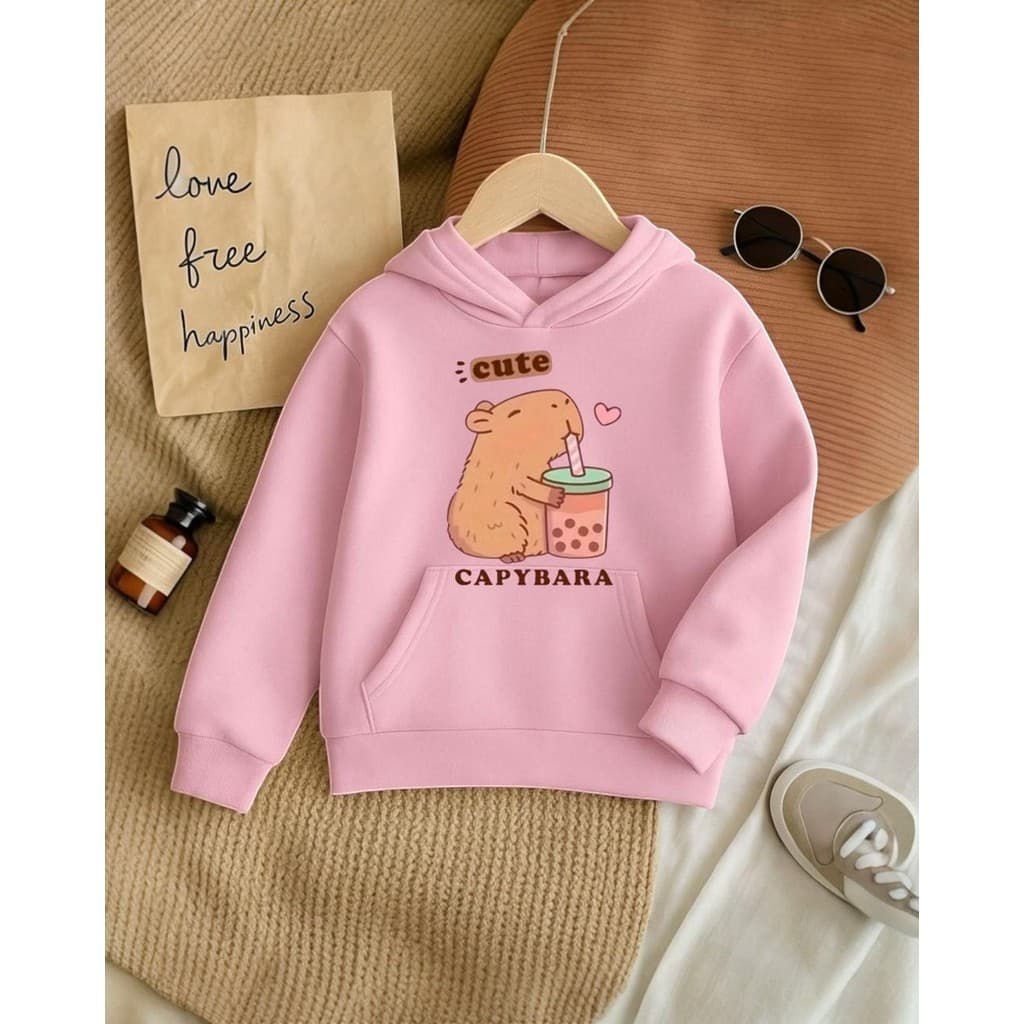 Blusa Moletom Infantil Feminina CAPIVARA Frio Canguru Com Bolso e Capuz Quentinhoo Flanelado