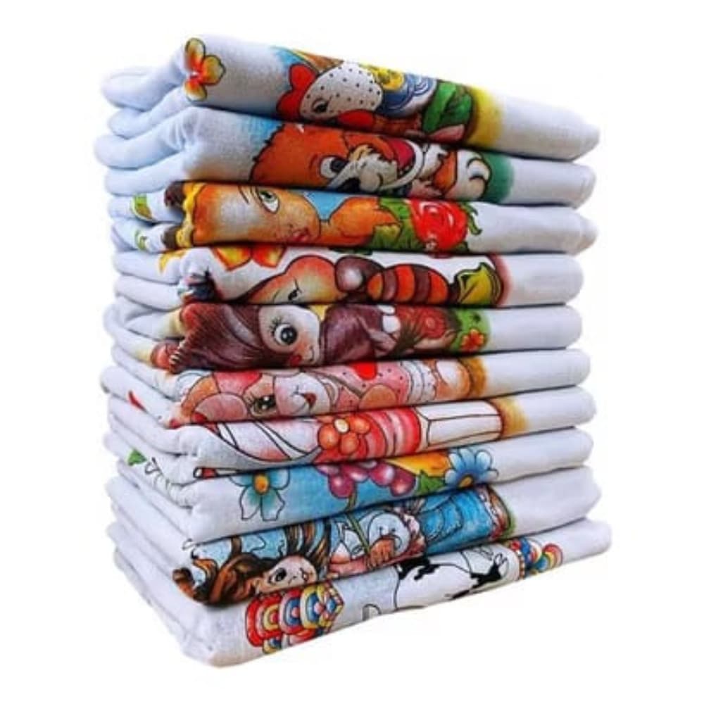 Kit 10 Pano De Prato Estampado 100% Algodão - P 38cm X 65cm  Com Bainha Alta Absorção