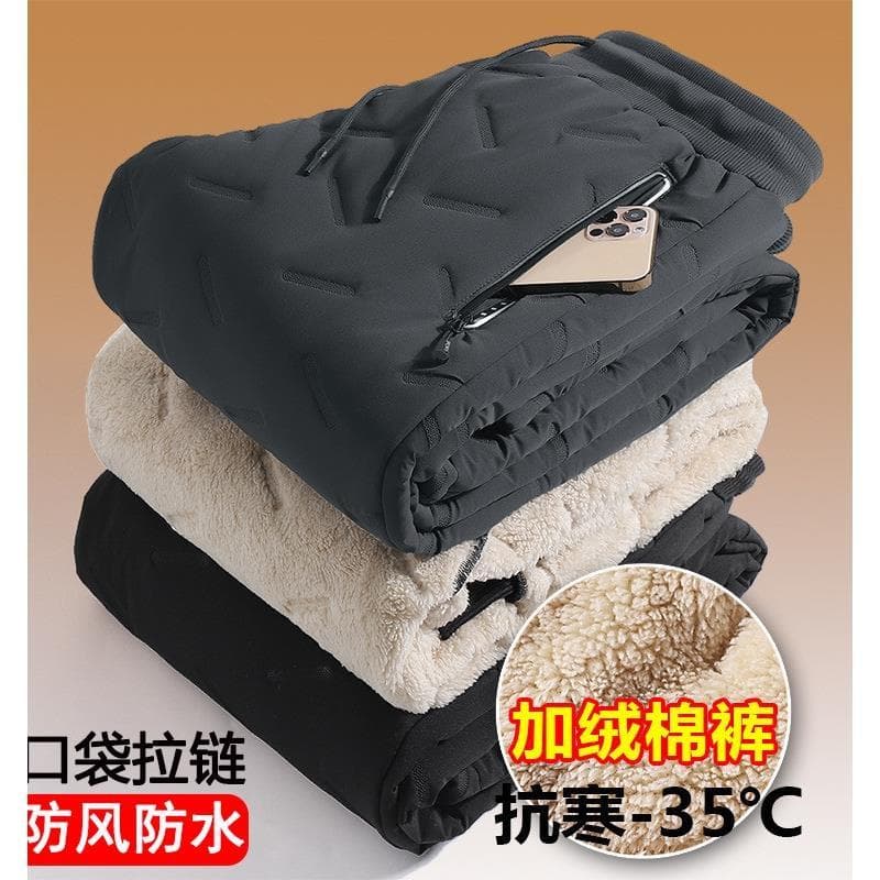 Calças de algodão para colheita de vazamento, calças femininas de pelúcia de inverno espessadas para neve, tamanho grand