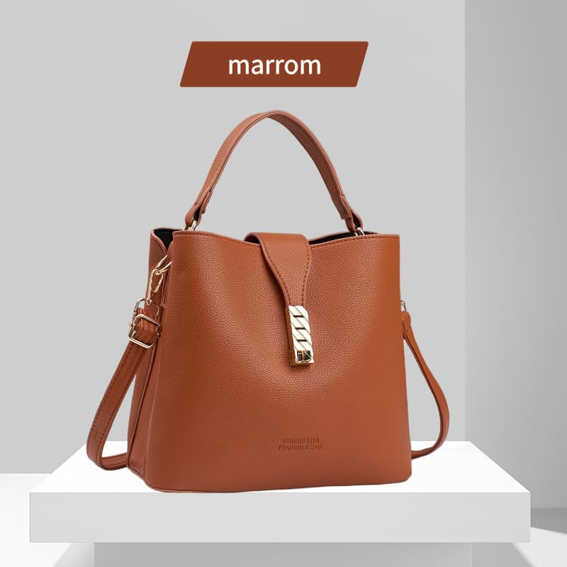 Marissa Bolsa de ombro feminina Bolsa transversal Design com fivela de metal Design antifurto