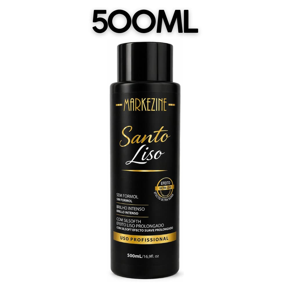 Progressiva Santo Liso Markezine Sem Formol 500ml Brilho intenso 100% Natural Cabelos Hidratação