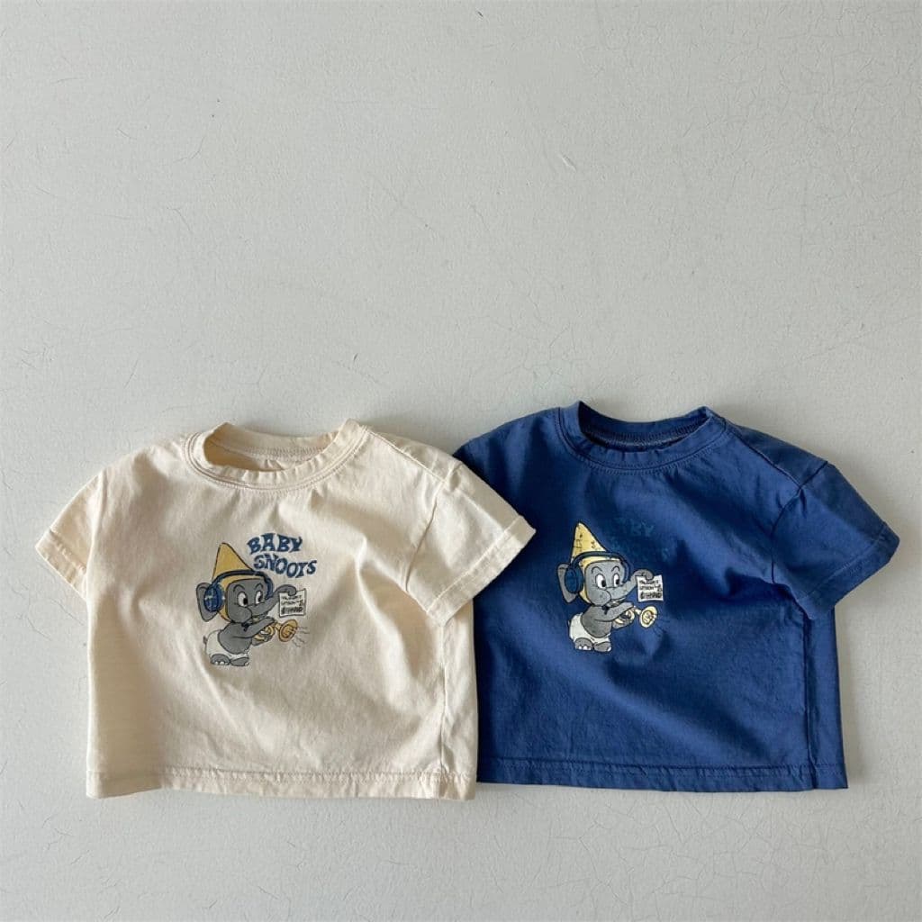 Verão menino bebê moda Casual manga curta camiseta médio pequenas crianças dos desenhos animados elefante topo versão co