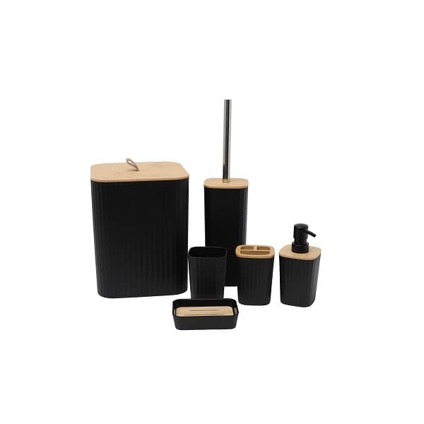 Kit Banheiro 06 Peças Preto Quadrado Ref:BH26079 Mimo Style