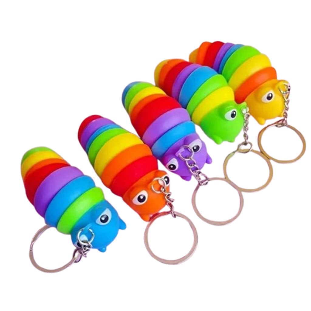 Chaveiro Lagarta Sensorial Fidget Toy Kit com 4 Unidades