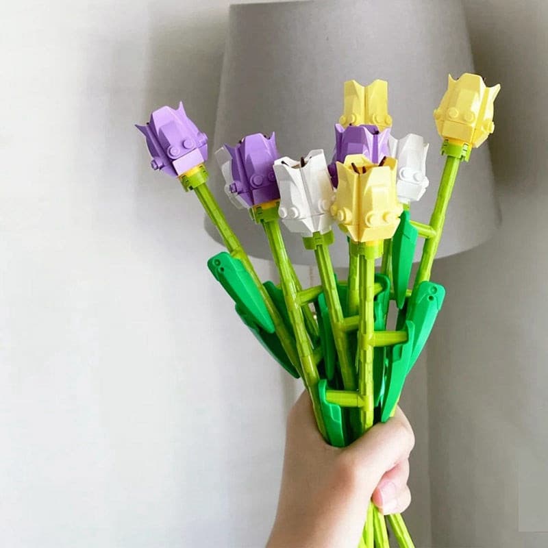 Lego Tulipa Blocos De Flores Faça Você Mesmo Dia Das Mães Presente Para Crianças Bloco De Construção Brinquedos Rosas De