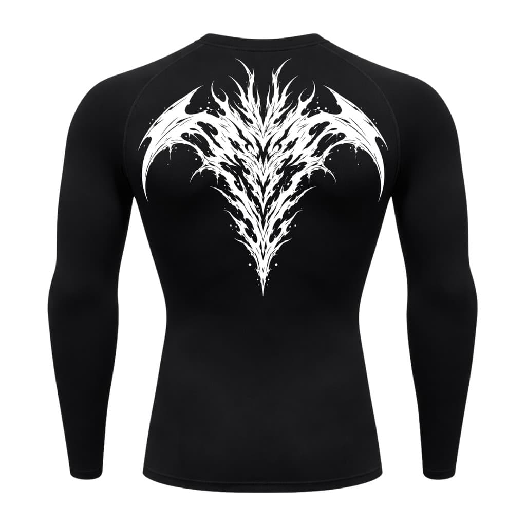 Camiseta Compressão Uv 50+ Manga Longa Cyber Tribal Atoomic Dark Vortex Sigil Rash Guard