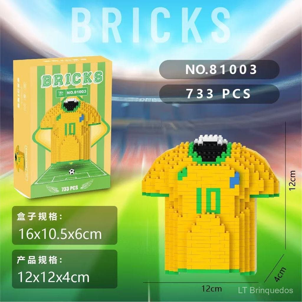 Compatível com blocos de Lego, blocos de montagem de camisas de futebol da Copa do Mundo, itens decorativos, brinquedos