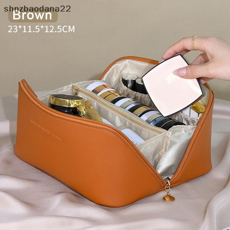 [Shnzd] Bolsa Grande De Cosméticos De Viagem Para Mulheres Organizador De Maquiagem De Couro Kit De Higiene Feminina Bol