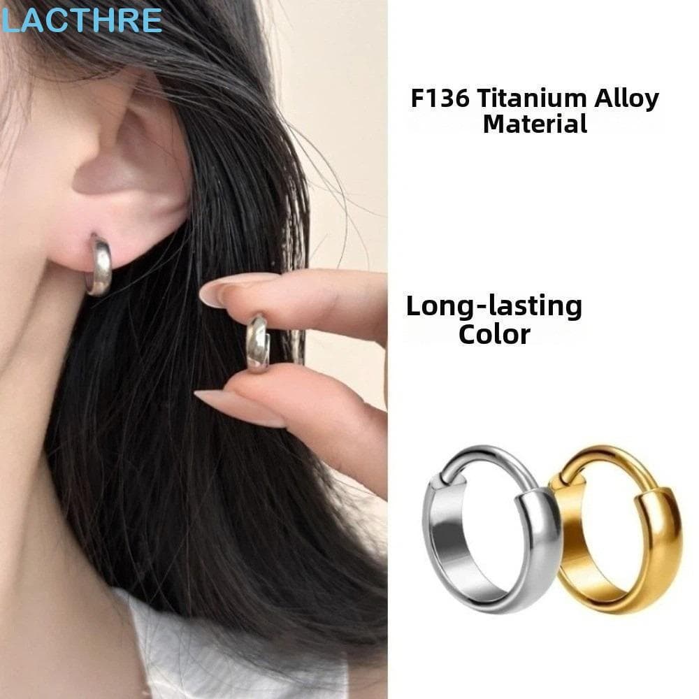 Brinco Circular De Cartilagem LACTHRE , Redondo De Argola De Titânio De 8/10 Mm , Joia Piercing De Lóbulo De Prata