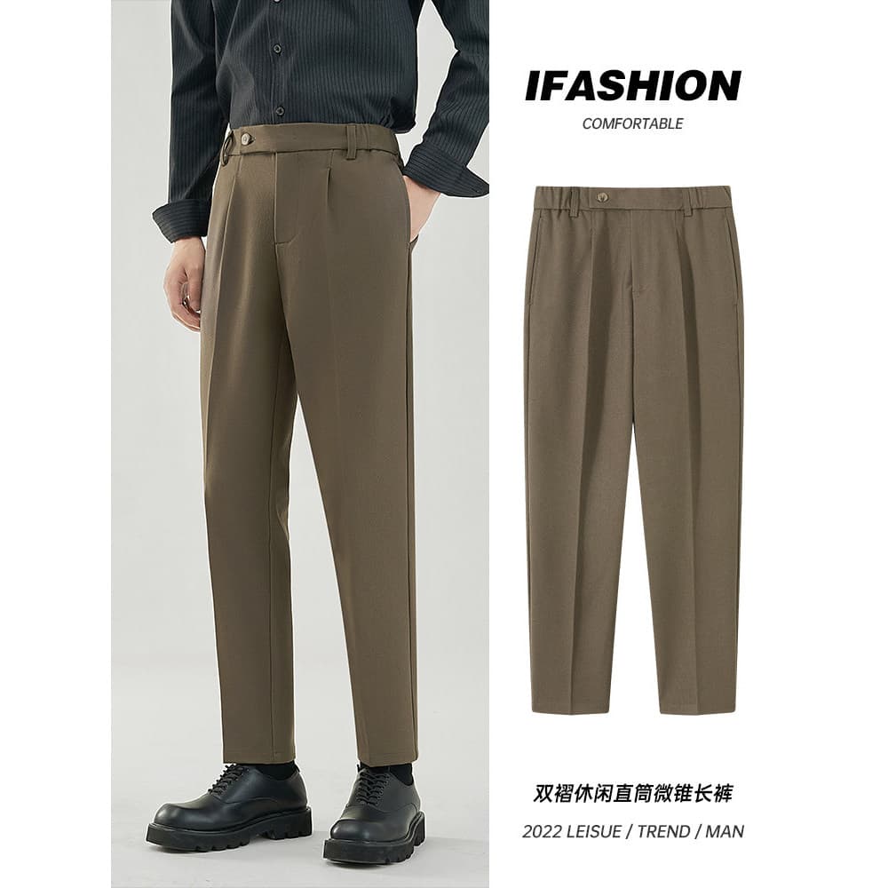 Primavera outono único plissado Casual terno calças masculinas Drape sentimento All-maturo estilo High-End terno calças