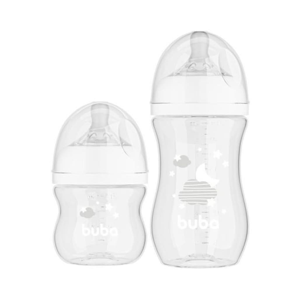 Kit 2 Mamadeiras Easy Flow Nuvem Branca 120ml e 270ml Buba