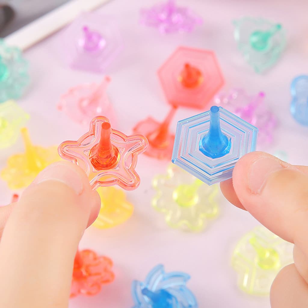 Amoras 24 Unidades De Acrílico Transparente Giratório Portátil Para Viagem Infantil Mini Giroscópio Educacional Colorido