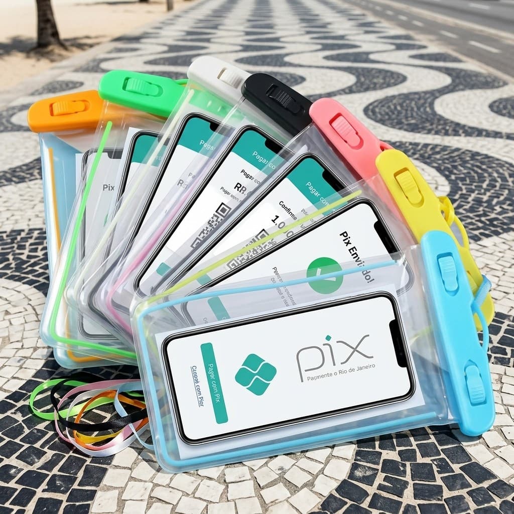 Capa Prova Dagua Celular Bolsa Transparente Impermeavel Praia Piscina Case Universal Premium Protecao Contra Areia