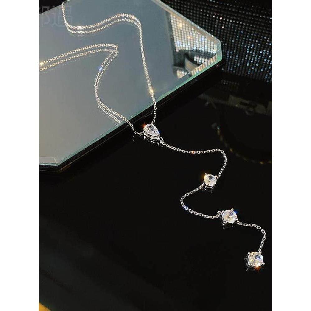 20243 novo estilo na moda clavícula corrente decorativa longo em forma de Y zircão borla colar feminino luz luxo nicho D