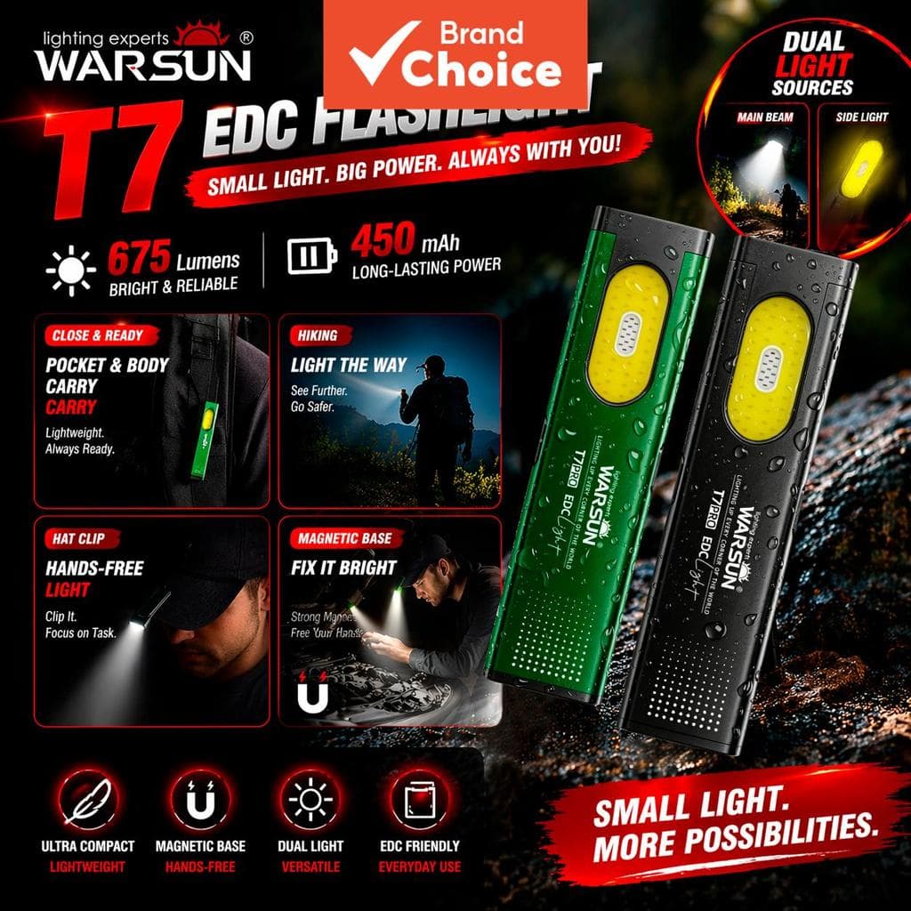 WARSUN T7PRO 2 unidades Lanterna de chaveiro LED recarregável USB-C, portátil e compacta, com função magnética