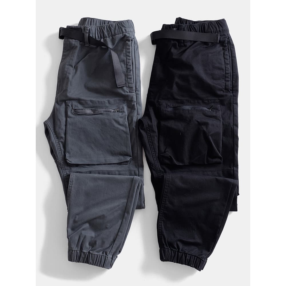 Leggings pesadas outono solto masculino Micro-estretch macacão ao ar livre Multi-bolso calças compridas calças casuais c