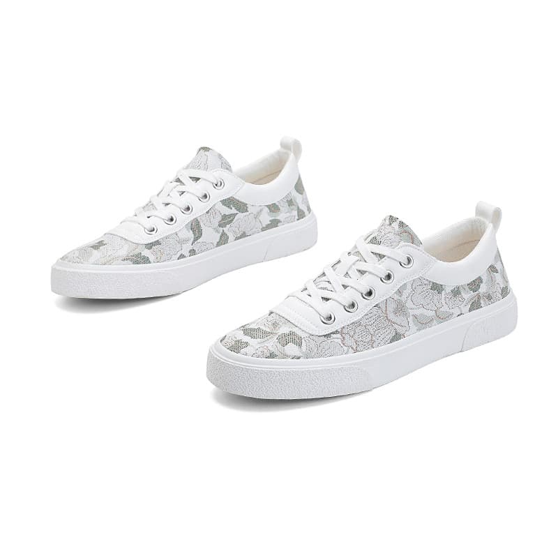 Lanhua moda branca dedo do pé redondo sapatos de lona feminino Casual respirável moda tênis verão