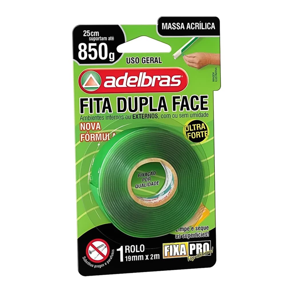 Fita Dupla Face 19 Mm X 2 Metros Massa Acrílica Ultra Forte