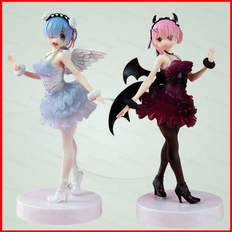 DC1 Re:Life Em Um Mundo Diferente Do zero Rem Ram Angel Demon Theme Anime Action Figure Ornament