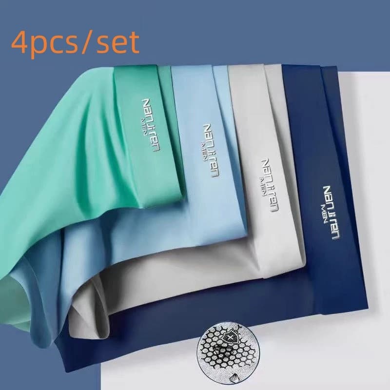 Conjunto de 4 peças de cuecas masculinas ultrafinas e respiráveis, boxer briefs masculinos, cor sólida, confortáveis 5BM