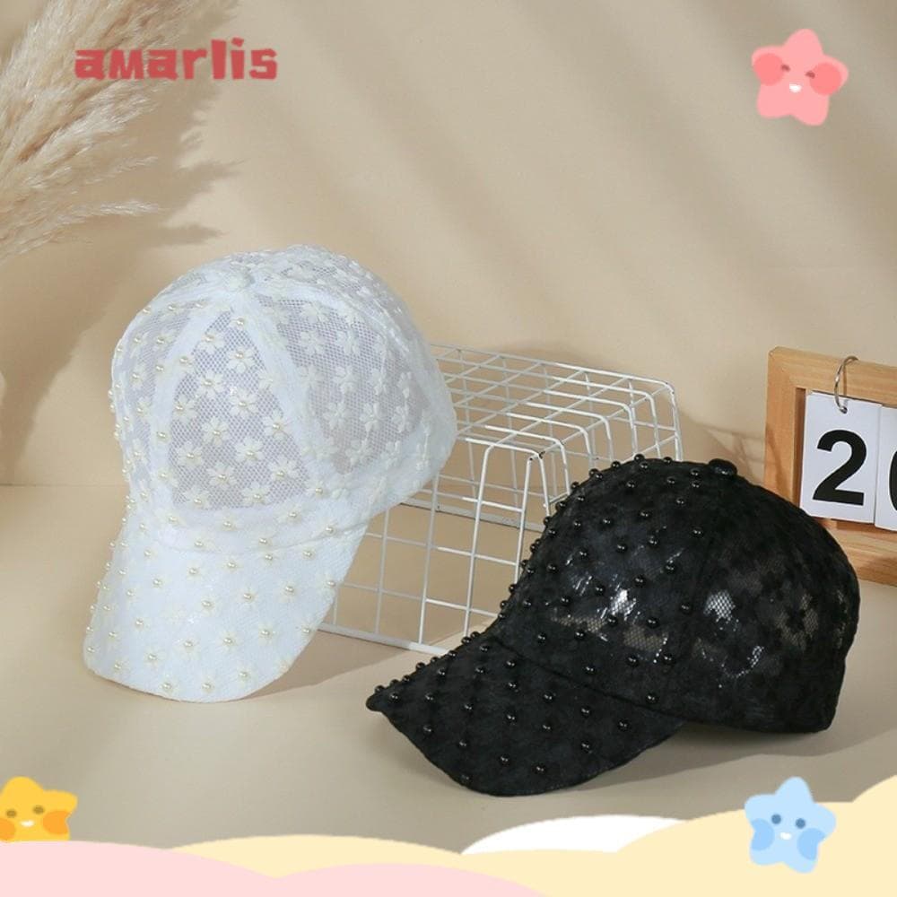 Boné De Beisebol Floral AMARLIS , Chapéu De Sol Fino De Renda De Cor Sólida , Pontiagudo De Malha De Proteção UV Respirá