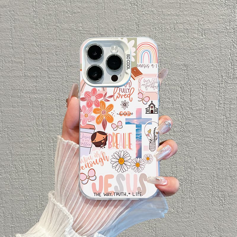 Capinha Rosa Cristã Jesus iPhone 11 12 13 14 15 16 17 Pro Max Plus Samsung S25 S24 S23 A73 A72