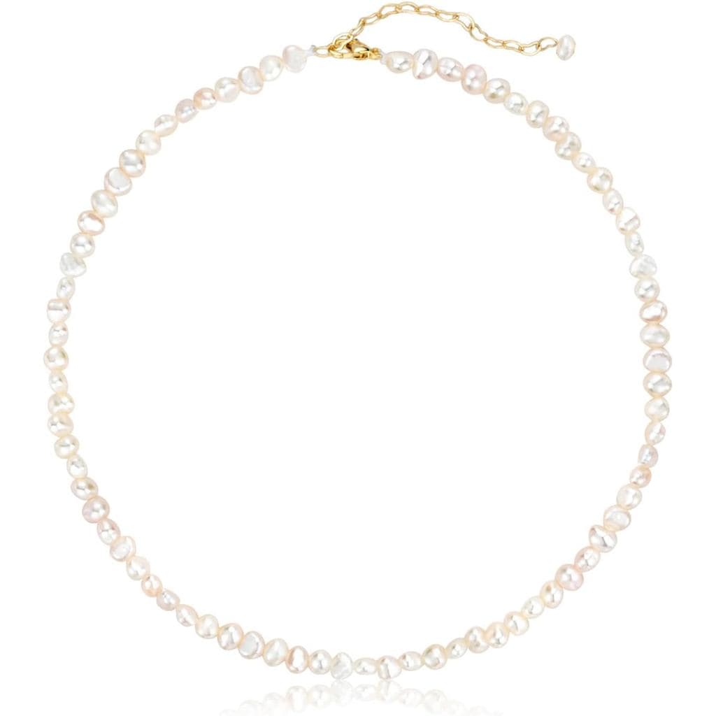 Colar de Pérolas Douradas Pequenas, Choker com Pérolas Selecionadas a Mão de 3mm, Corrente de Bolinhas Banhada a Ouro 18
