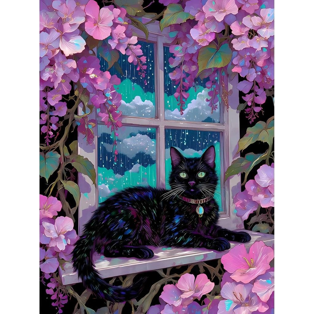 LumiCraft 5D Cat Diamond Art Kits for Adults, Black Cat Diamond Painting Kits for Beginner, DIY Full Drill Diamond Dots