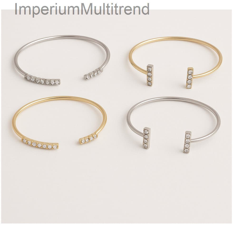 (V)Bracelete Argola com Zircônias Luxo Dourado e PrateadoNJ5F