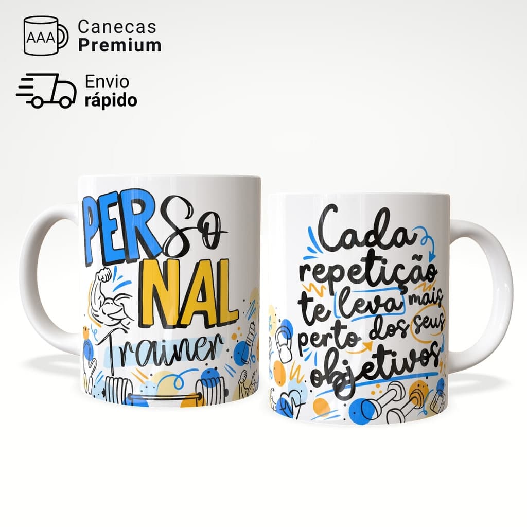 Caneca Profissão Personal Trainer Educação Física Presente 325ml JURO