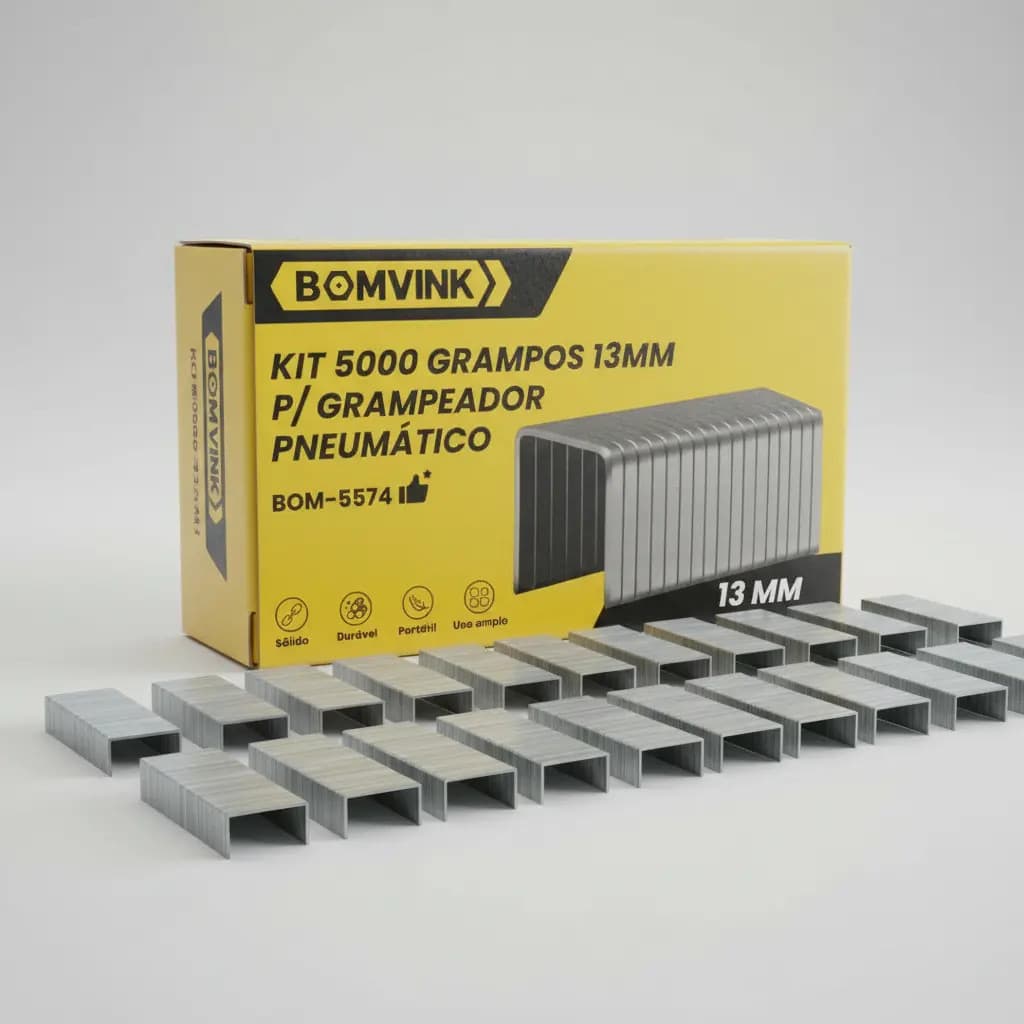 Kit 5000 Grampos 13mm Grampeador pneumático tapeceiro
