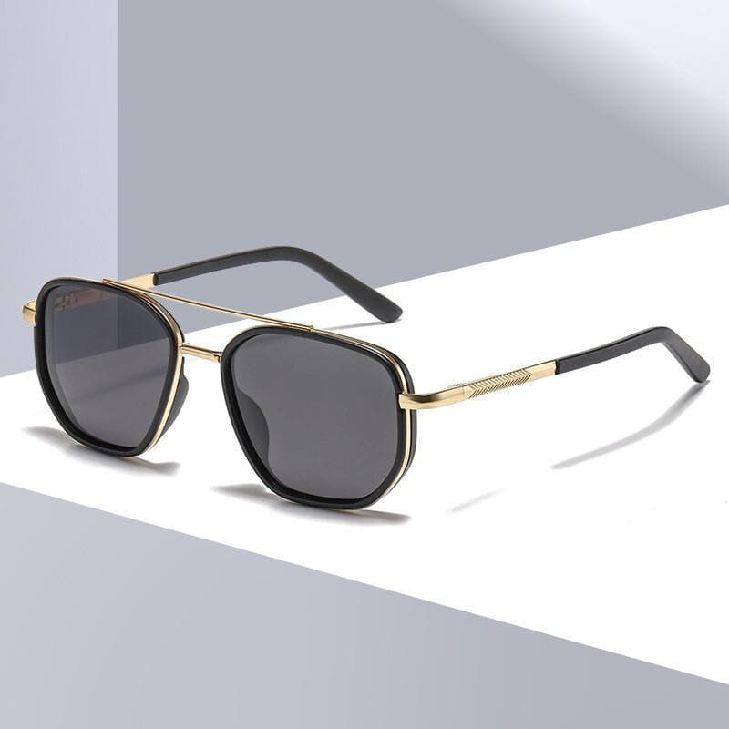 Óculos de Sol Polarizados Unissex com Armação Quadrada Vintage, Lentes TAC, Dobradiça de Metal Composto, Acessório de Mo