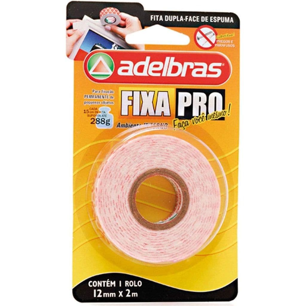 Fita Dupla Face Fixa Pro Espuma 12mmX2m Adelbras